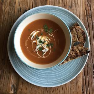 Fresh Tomato Soup With Toasted Sourdough Bread