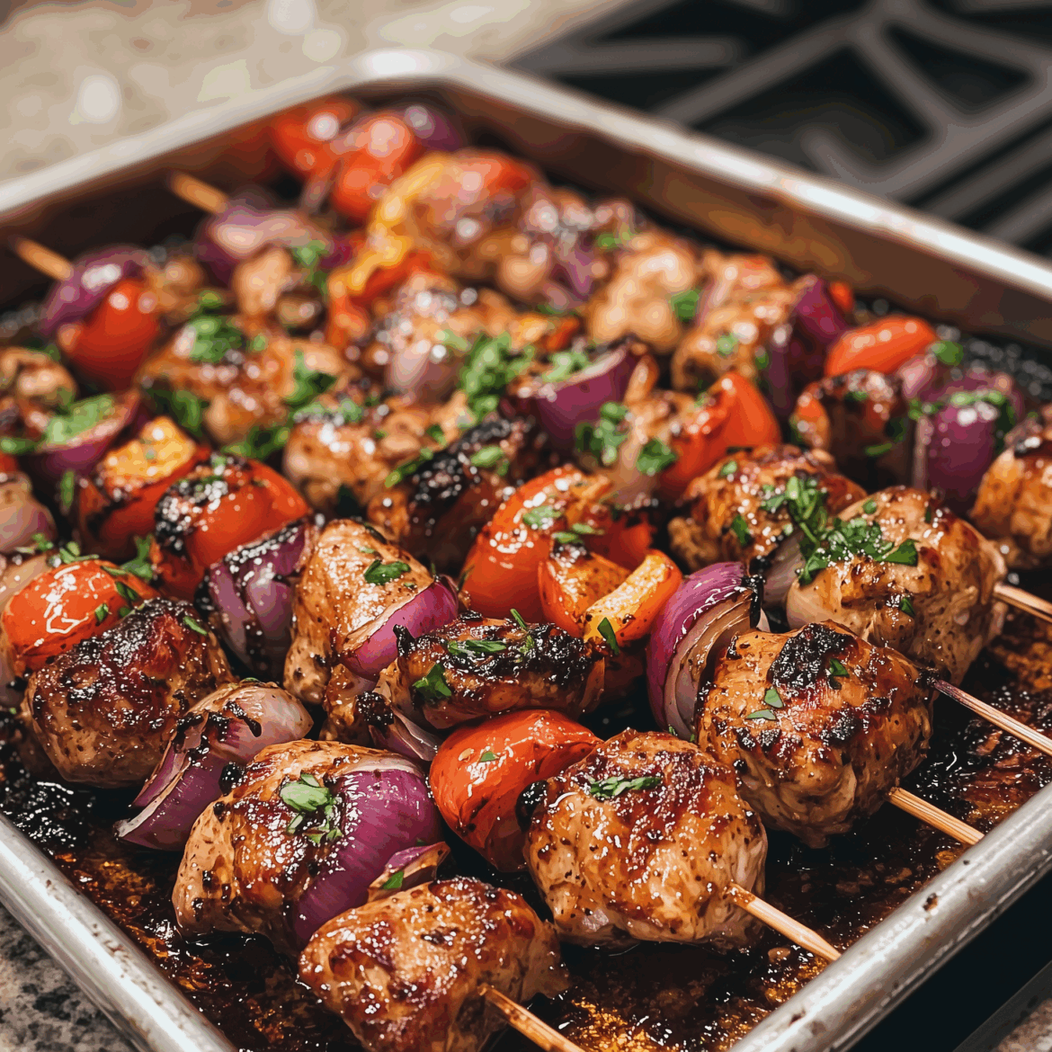 BBQ chicken and chorizo skewers