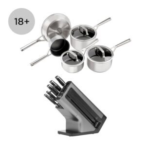 Ninja Foodi Stainless Steel Pan and Knife Block Set - C65KB6UK