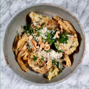 Penne With Roast Cauliflower, Chilli and Parmesan Cheese