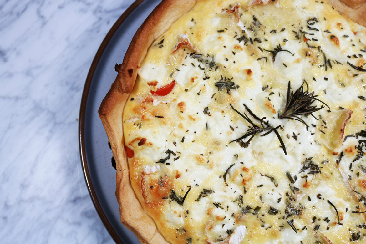 Camembert-Goats-Cheese-Tomato-Tart Camembert, Goat's Cheese & Tomato Tart.