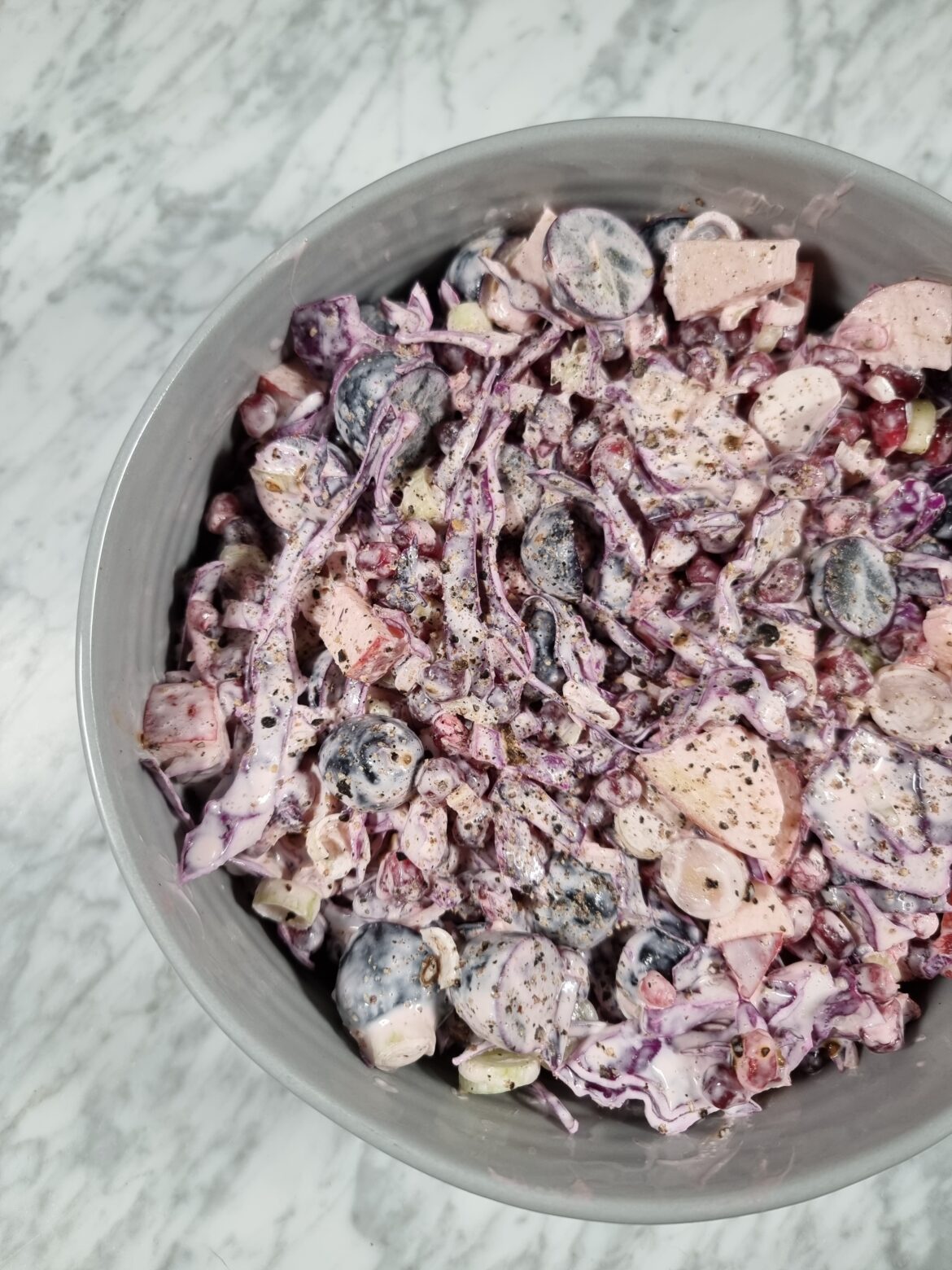Red Cabbage, Apple, Grapes and Pomegranate Seed Salad