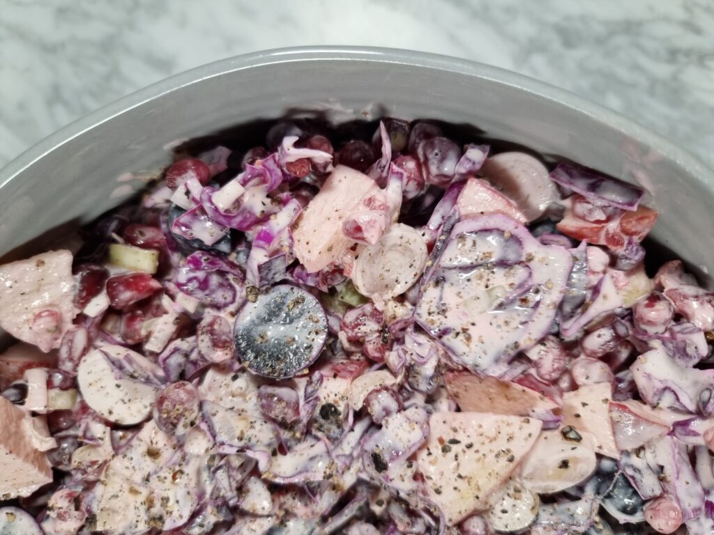 Red Cabbage, Apple, Grapes and Pomegranate Seed Salad