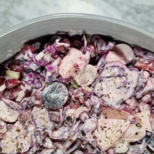Red Cabbage, Apple, Grapes and Pomegranate Seed Salad
