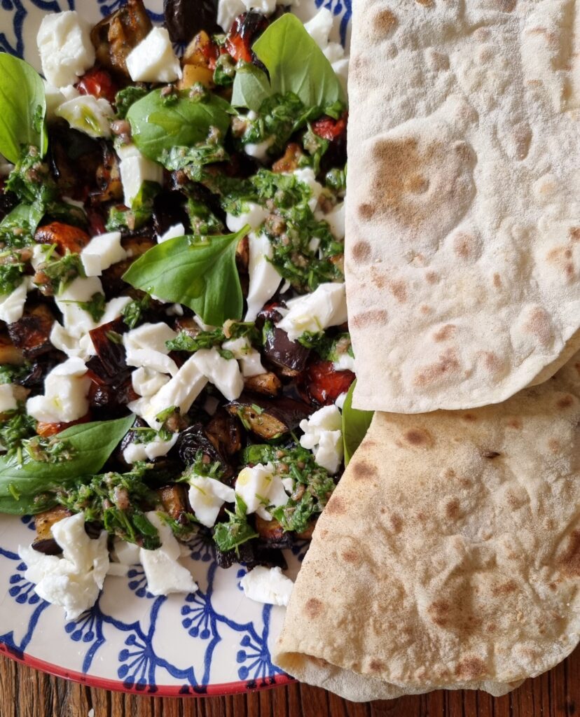 Roasted Aubergines With Coriander And Anchovy Salsa Recipe
