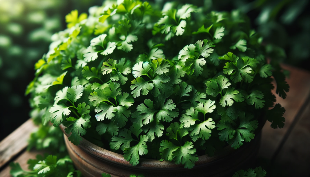 Pot of fresh coriander