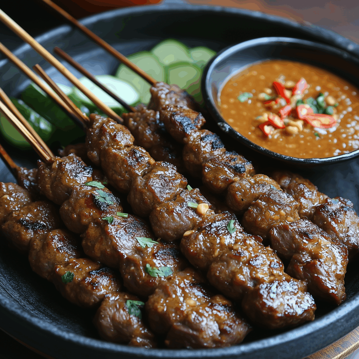 Classic Indonesian Beef Satay with Peanut Sauce