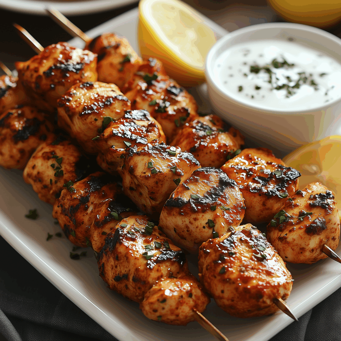 Harissa-Spiced Chicken Skewers with Yogurt Dip