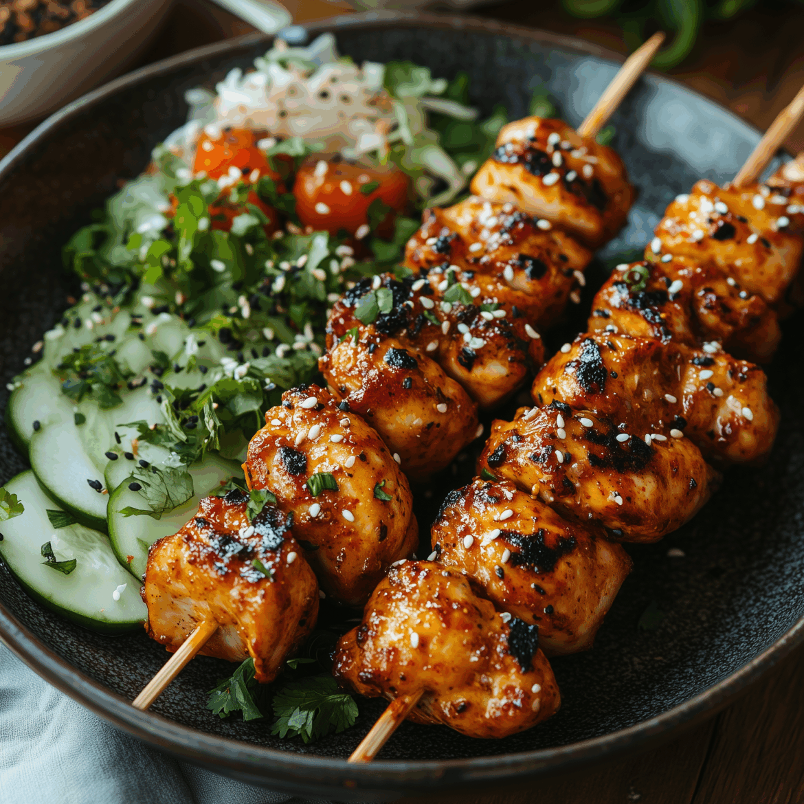 Korean Gochujang Chicken Skewers with Sesame Korean Gochujang Chicken Skewers with Sesame