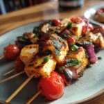 Middle Eastern Harissa Halloumi Skewers