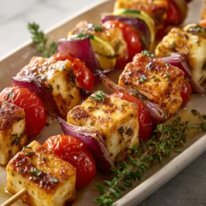Greek Lemon And Oregano Halloumi Skewers