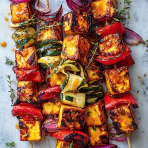 Maple-Mustard Halloumi Skewers