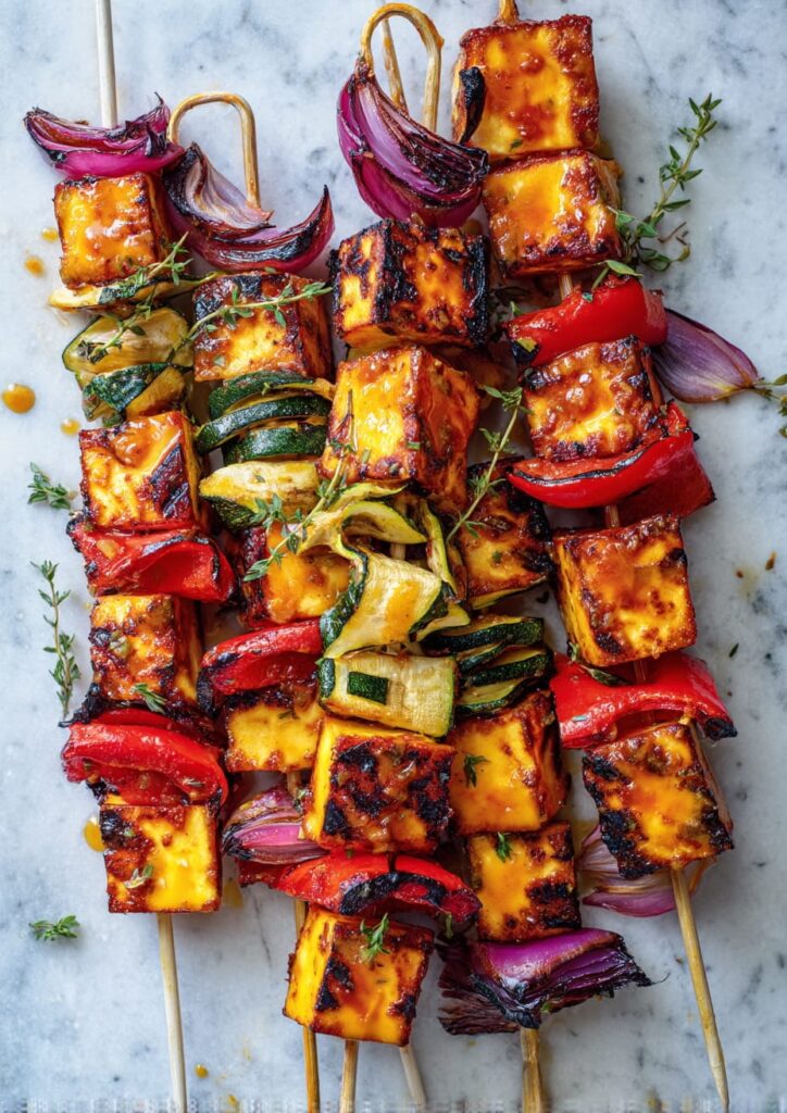 Maple-Mustard Halloumi Skewers