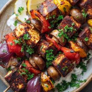 Smoky Paprika And Veg Halloumi Skewers