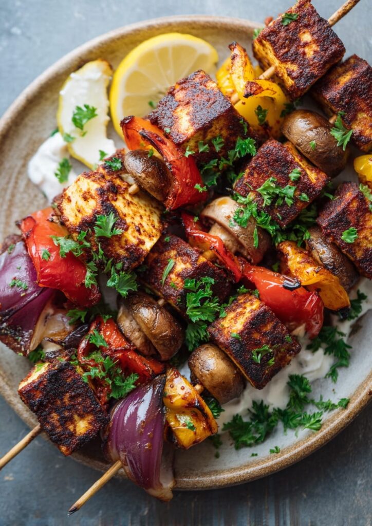 Smoky Paprika And Veg Halloumi Skewers