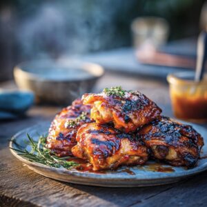 BBQ Chicken Thighs with Sticky Apricot Glaze