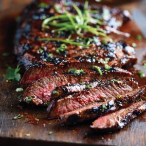 Beef Skirt Steak with Soy, Ginger and Smoked Honey Glaze