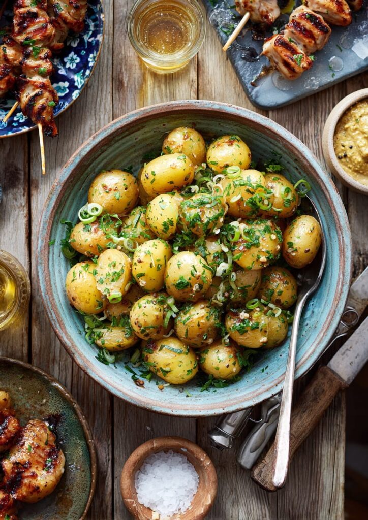 British Potato Salad with Wholegrain Mustard and Spring Onions