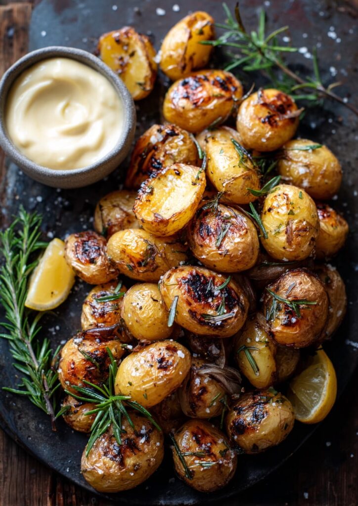 Charred Baby Potatoes with Rosemary, Garlic and Sea Salt