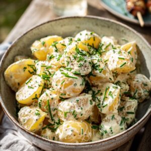 Creamy British Potato Salad with Chives and Wholegrain Mustard