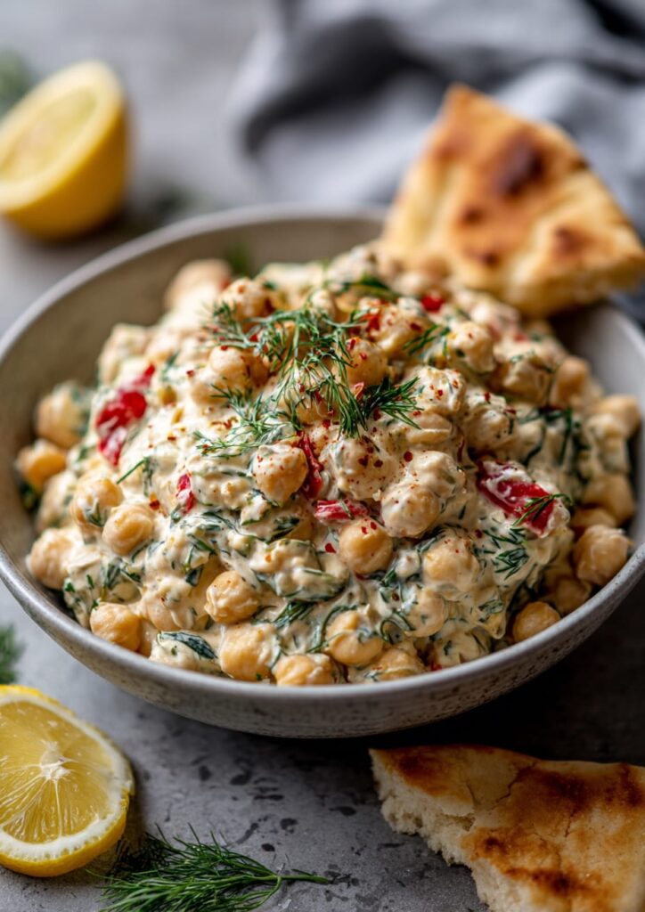 Greek Yoghurt Chickpea Salad with Roasted Peppers and Dill