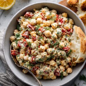 Greek Yoghurt Chickpea Salad with Roasted Peppers and Dill