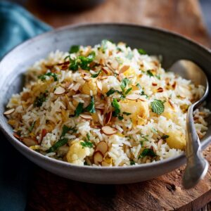 Preserved Lemon Cauliflower Pilaf with Toasted Almonds and Herbs