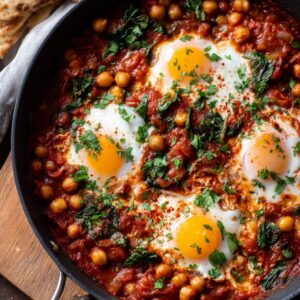 Preserved Lemon Chickpea Shakshuka with Spinach and Cumin