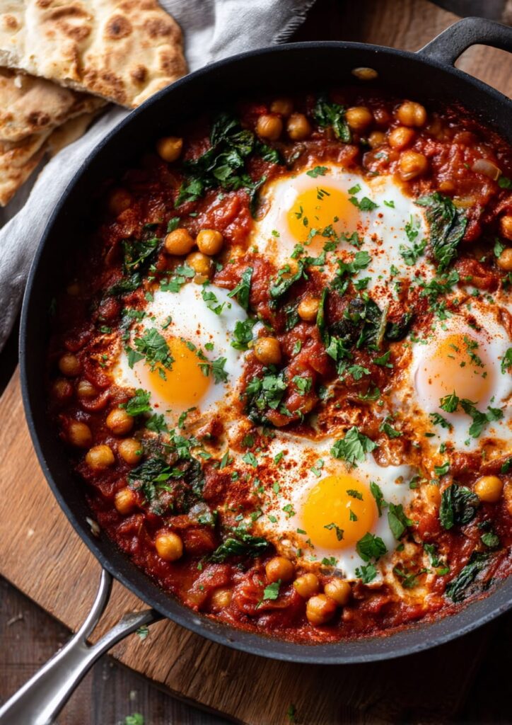 Preserved Lemon Chickpea Shakshuka with Spinach and Cumin