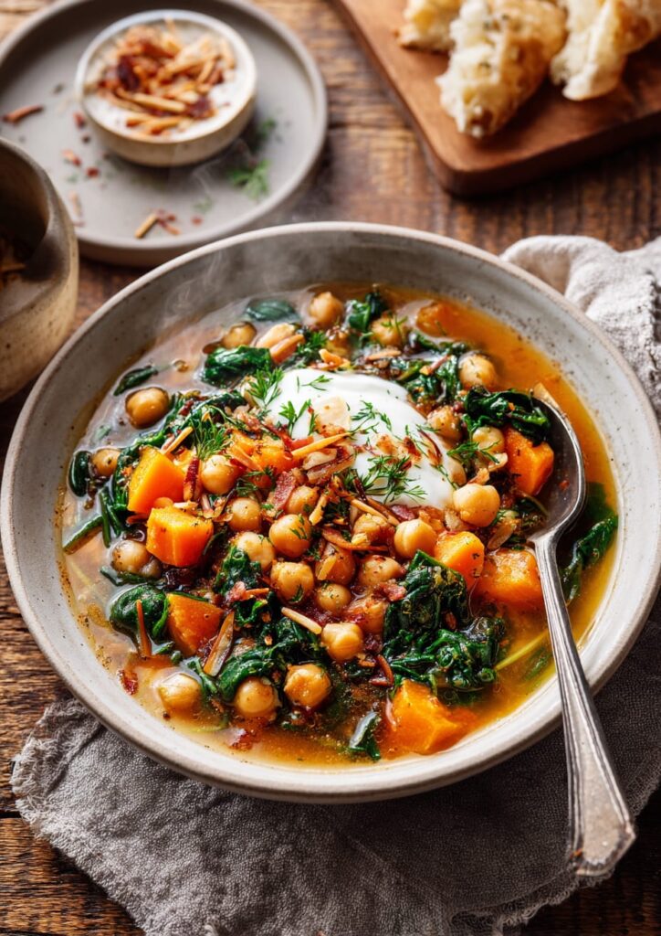 Preserved Lemon Chickpea Stew with Spinach and Sweet Potato