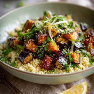 Preserved Lemon and Roasted Aubergine Couscous Salad