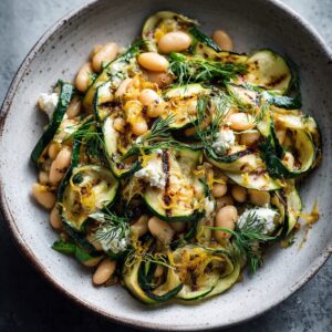 Preserved Lemon and Butter Bean Salad with Charred Courgette and Dill
