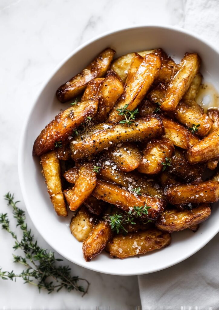 Honey-Glazed Roasted Parsnips with Thyme and Black Pepper