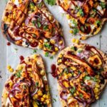 BBQ Chicken and Halloumi Flatbread with Sweetcorn and Onions