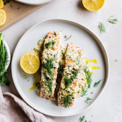 Baked Salmon with Dill and Mustard Sauce