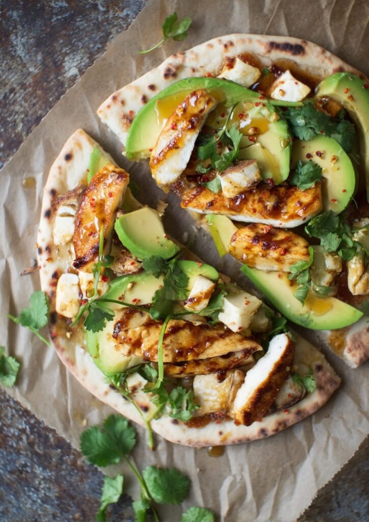 Chicken and Halloumi Flatbread with Avocado and Chilli Honey