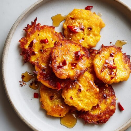 Crispy Pumpkin Fritters with Chilli Honey Drizzle