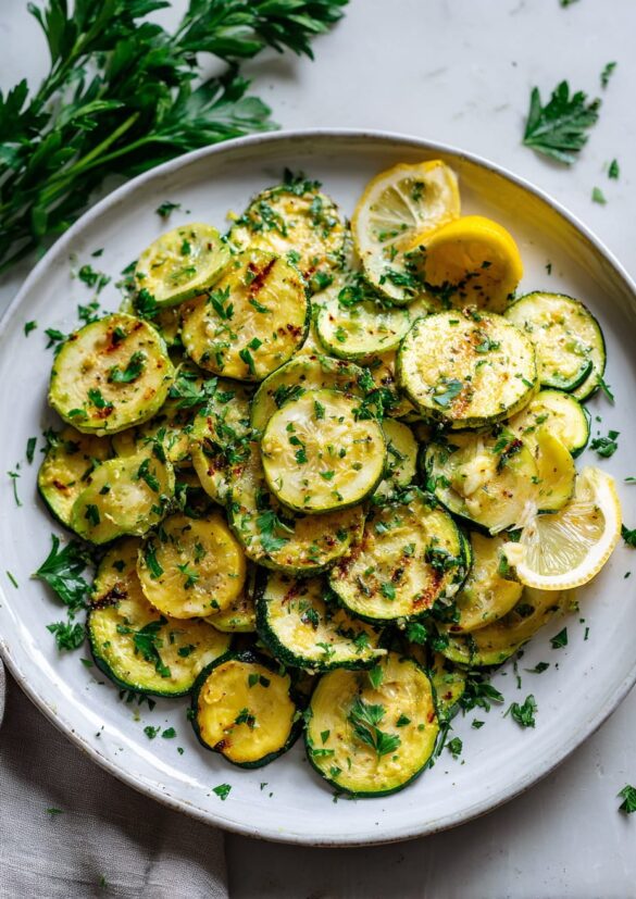 Garlic Butter Courgettes with Lemon and Parsley