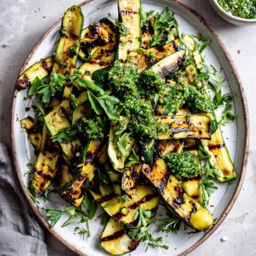 Grilled Courgettes with Chimichurri Sauce