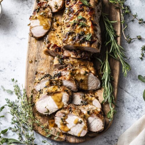 Herb-crusted Pork Loin with Mustard and Honey Glaze