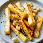 Honey roasted parsnips with thyme and garlic