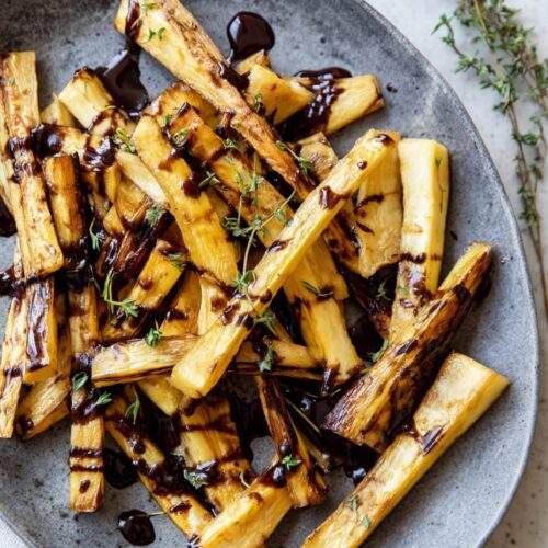 Roasted parsnips with balsamic glaze