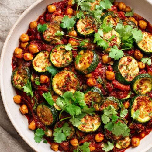 Spiced Courgettes with Harissa and Chickpeas
