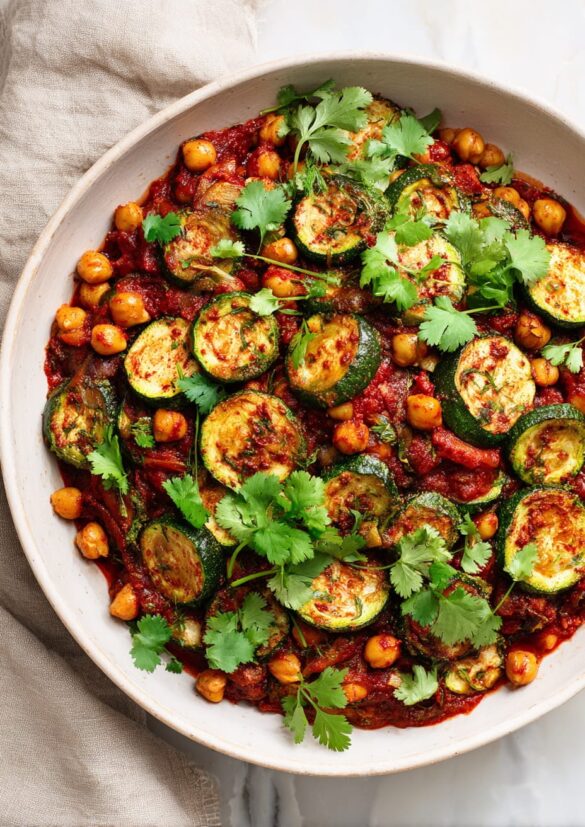 Spiced Courgettes with Harissa and Chickpeas