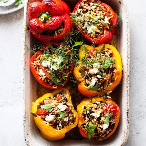 Stuffed Bell Peppers with Rice and Herbs
