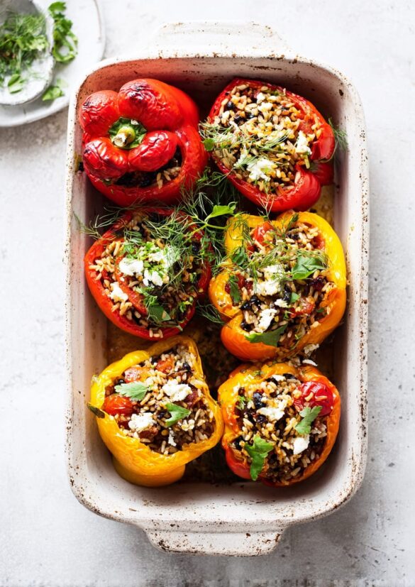 Stuffed Bell Peppers with Rice and Herbs