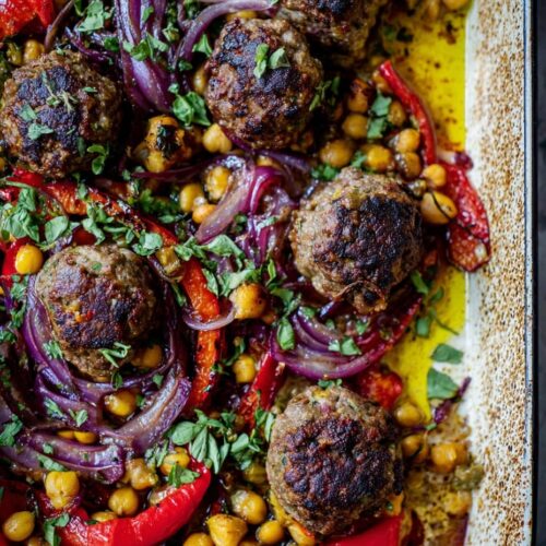Baked African Lamb Koftas with Chickpeas