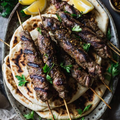 Chargrilled African Lamb Koftas with Flatbreads