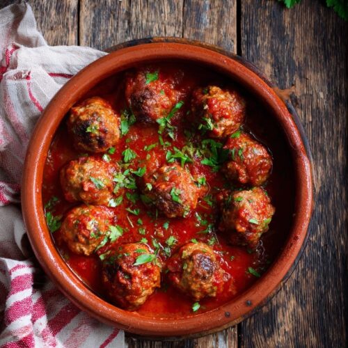 Classic Spanish Albondigas in Tomato Sauce