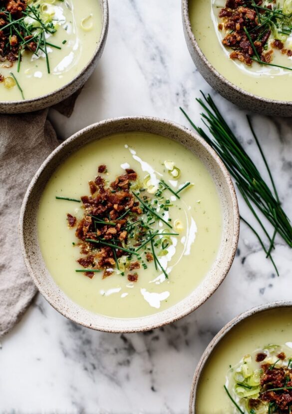 Creamy Potato Leek Soup with Crispy Pancetta Crumble